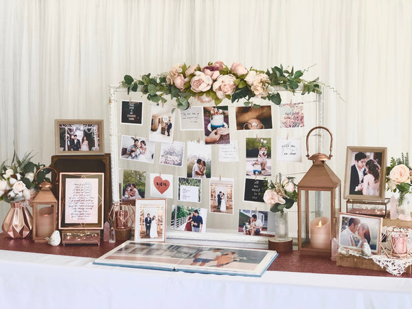 Enchanted rose gold theme photo display table package