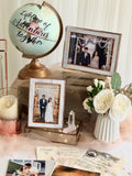 Rose gold travel theme photo display table package