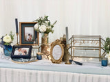 Dusty blue & gold theme reception table package