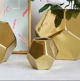 Gold hexagon vases