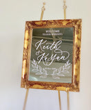 Gold victorian framed mirror welcome signage