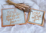 Rose gold frames with love quote
