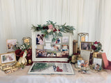 Burgundy & gold theme photo display table package