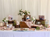 Rustic rose gold theme photo display table package