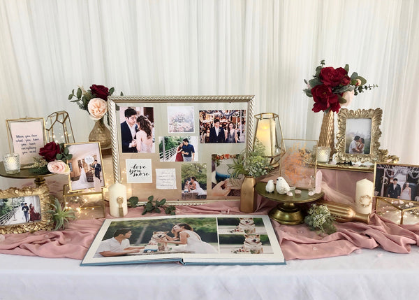 Blush & gold theme photo display table package