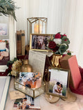 Burgundy & gold theme photo display table package