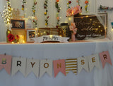 Pastel colour banner with gold customised words