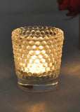Glass tea light holder with mini LED candle