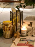 Brass hexagon distressed candle holders