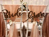 Bride & Groom wooden chair signage