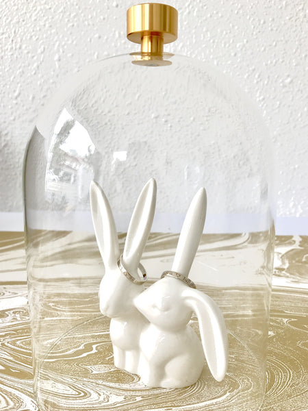 Rabbit ring holder with bell jar