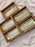 Gold glass box with customised words