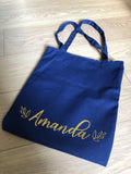 Reversible tote bag with customised words