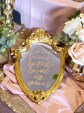 Vintage gold framed mirror with customised words