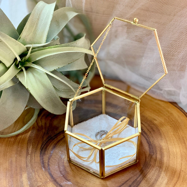 Gold hexagon ring box