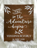 Wooden welcome signage with customised words