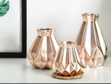 Rose gold geometric vases
